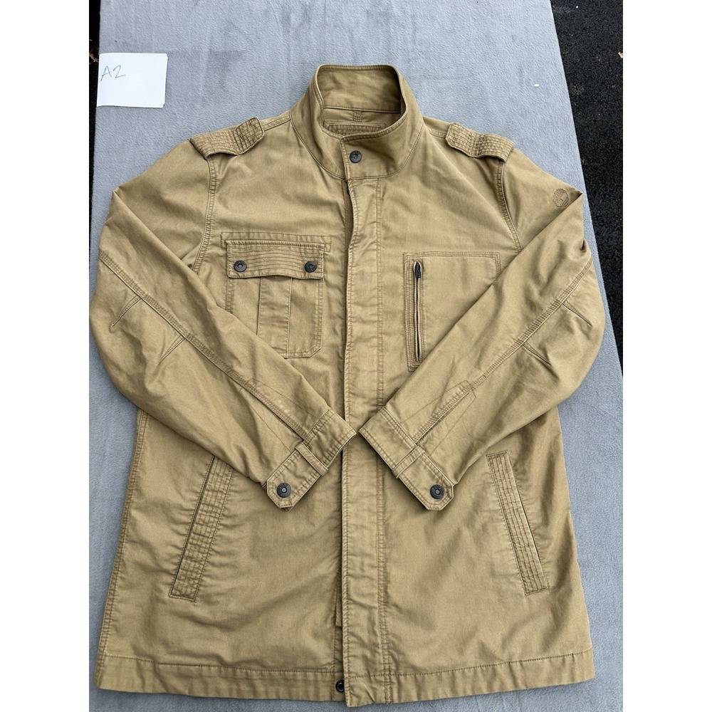 Timberland Utility Field Jacket Men's  XL Tan Khaki Cotton Zip Button Pockets